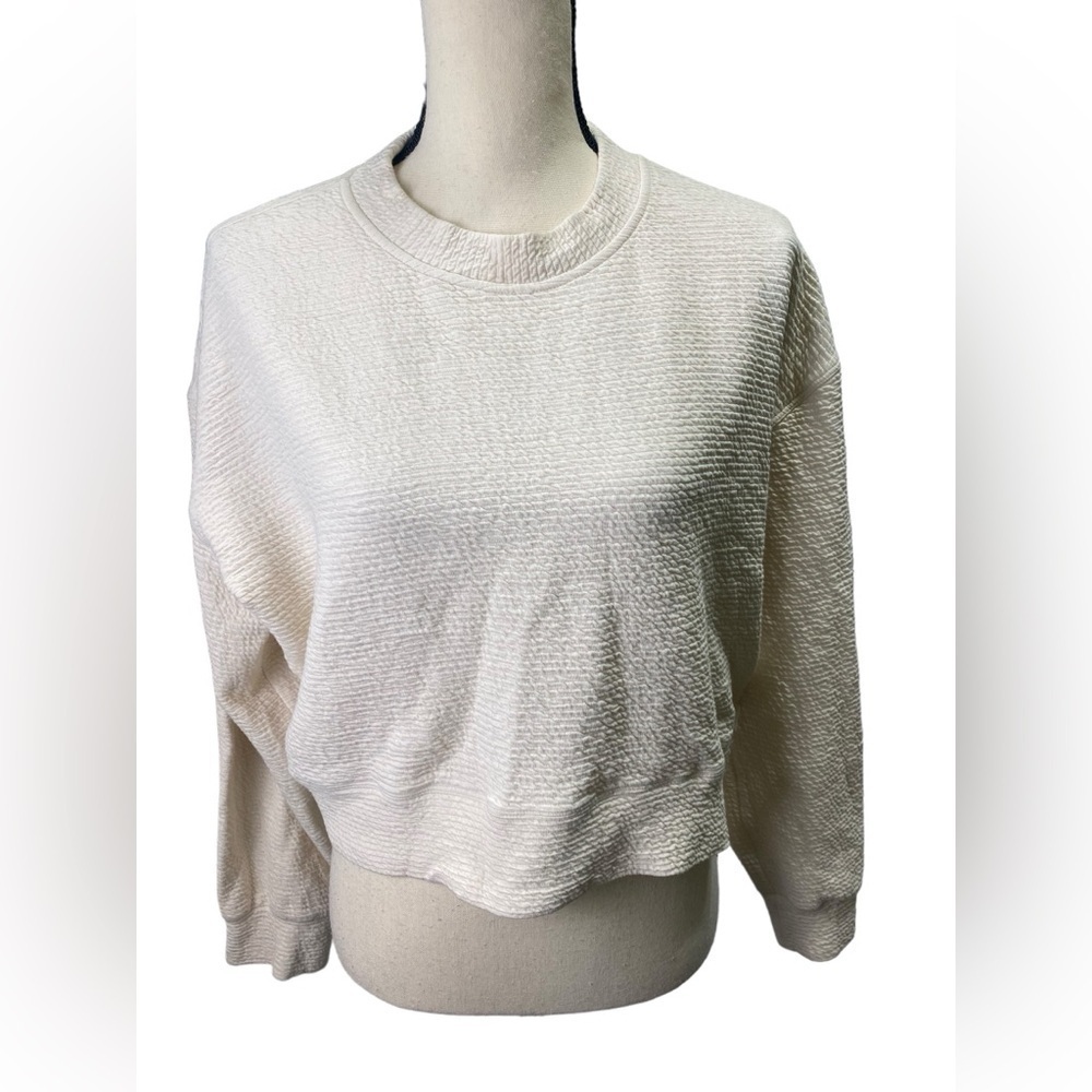 Lululemon Textured Cropped Crewneck Sweatshirt Size 6/8 Cream / Off-White